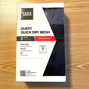 SAXX Quest Quick Dry Mesh Boxer Brief 2-Pack Slim Fit Large L Black/Charcoal NEW